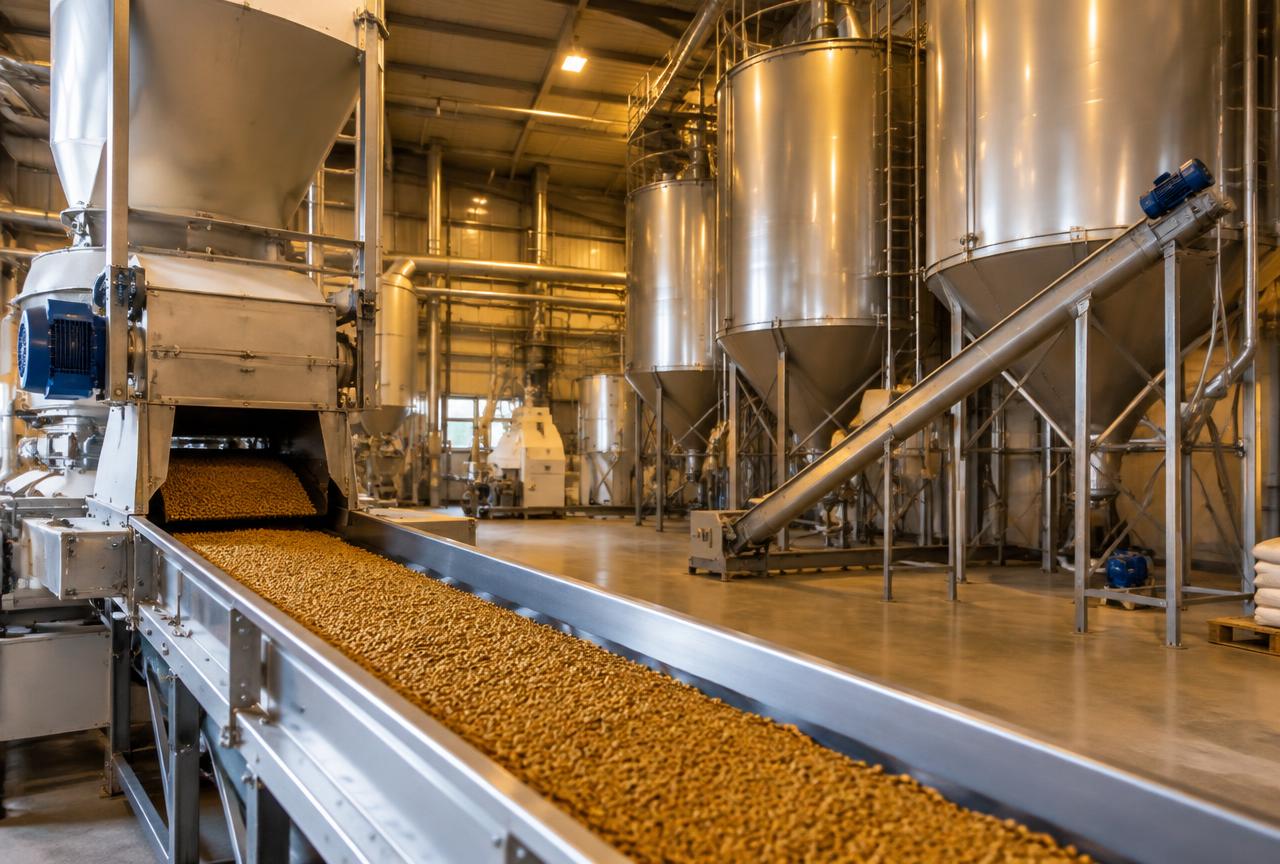Fábrica de ração com produção de pellets