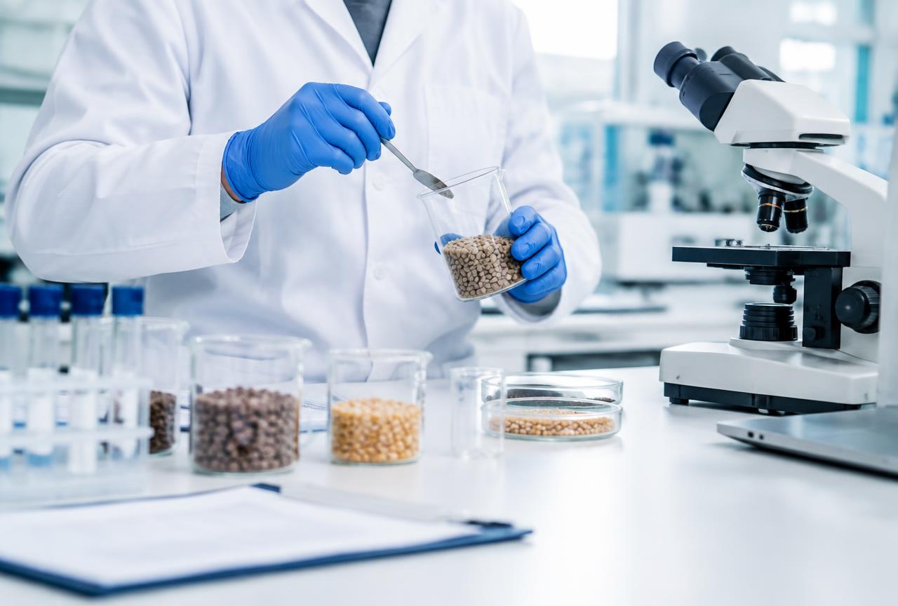 Laboratório de pesquisa Perstorp com análise de amostras