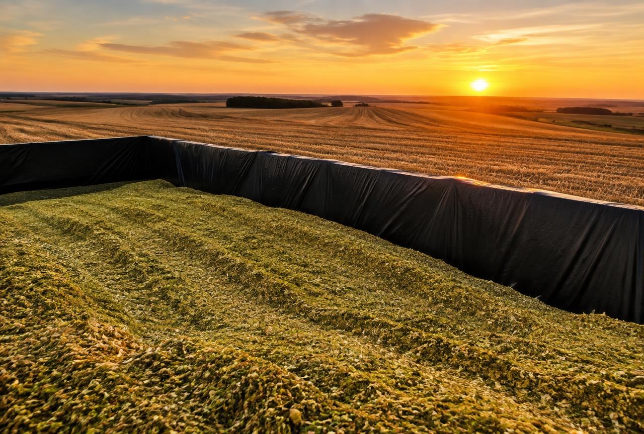 Silagem de milho armazenada em fazenda brasileira